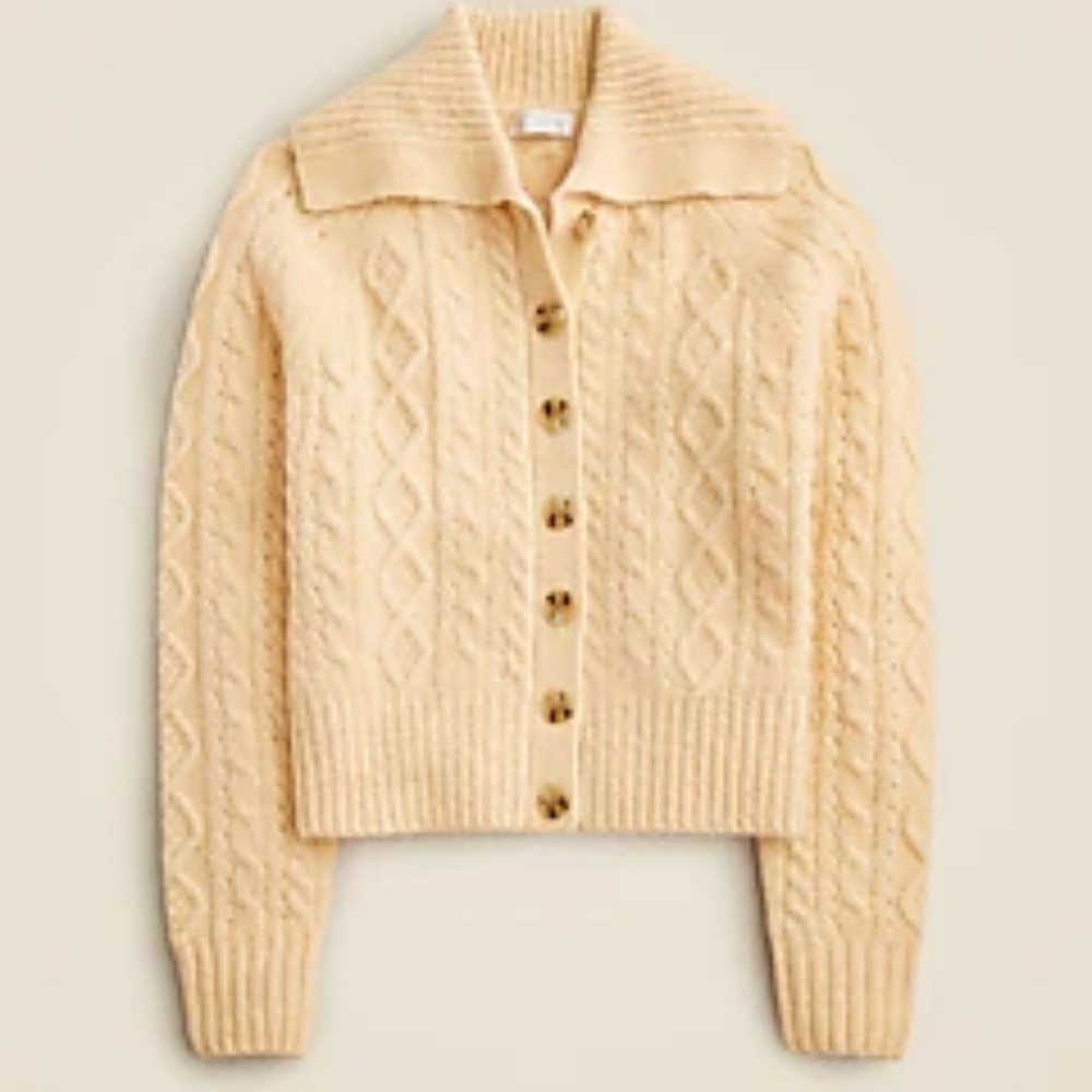 J. Crew Cream Cable Knit Cardigan